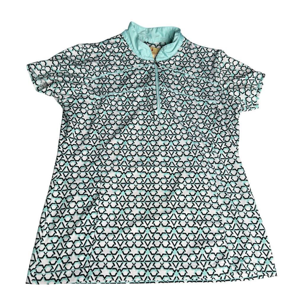 Sport Haley Women’s Golf Polo Shirt Medium Blue Geometric Print Short Sleeve